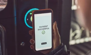 Mobile phone showing successful emi collections through smf